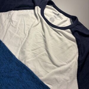 American Eagle Outfitters‎ FLEX Raglan T-Shirt Mens Large Blue White